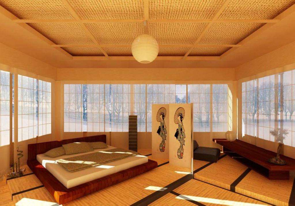 современная спальня в японском стиле