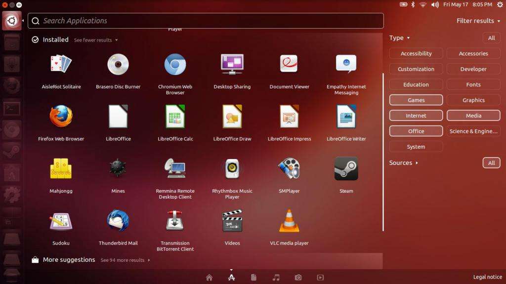 Интерфейс Ubuntu OS